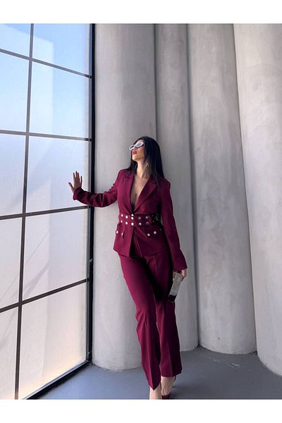 ZF BUTİK Women's Cekey Trousers Snap Detail Suit