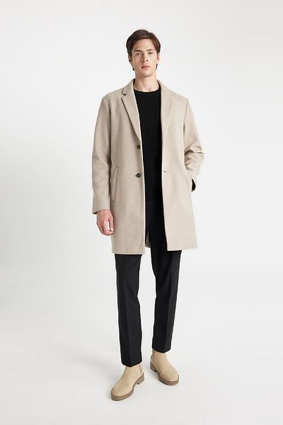 DeFacto Relax Fit Jacke Kragen geknöpft Tasche Kaschmir Mantel Parka Y8903az24au