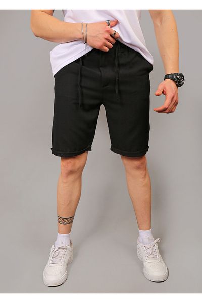 INFLUYENTE Ανδρικό μαύρο καλοκαιρινό σορτς Jogger Lycra με ελαστική πλάτη με φερμουάρ