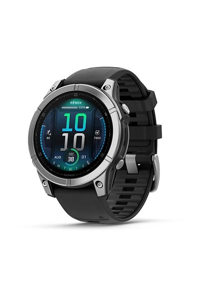 Garmin FENIX E - 47 MM, AMOLED STAINLESS STEEL WITH BLACK SILICONE BAND