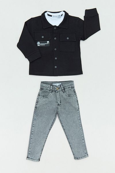 Fulla Moda 100% Cotton Text Printed 3-Piece Boy's Suit with Snap Fasteners