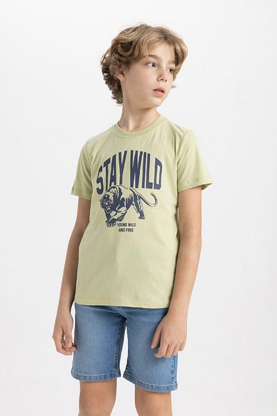 DeFacto Boy's Crew Neck Printed Short Sleeve T-Shirt C6881a824sm