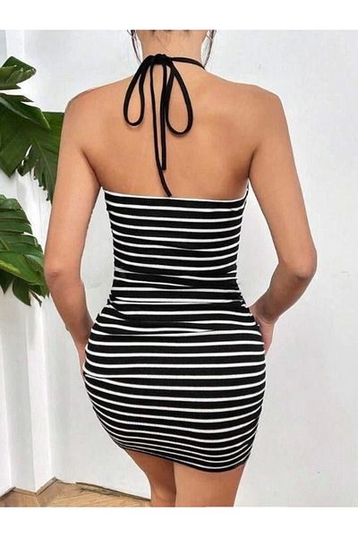 FASHIONLINE Striped Halter Dress