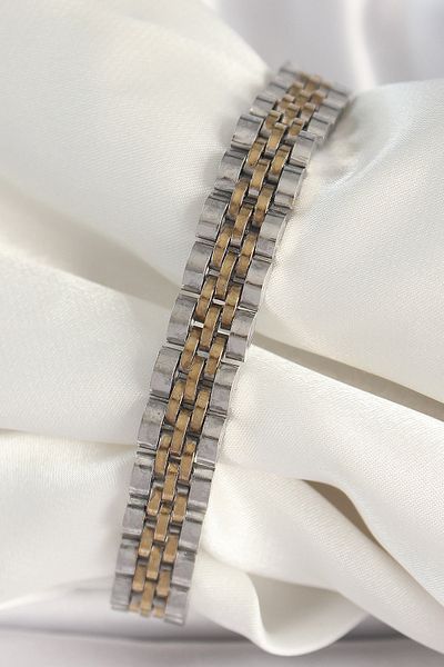 Clariss 316L الصلب الذهب والفضة اللون سلسلة نموذج سوار الرجال