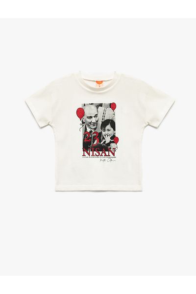 Koton Short Sleeve Crew Neck Cotton Ataturk Printed T-Shirt