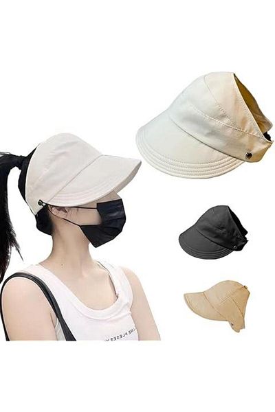 valkyrie Wide Visor, Sunscreen Women's Hat - Tennis Sports Hat with Mask Wearing Button White