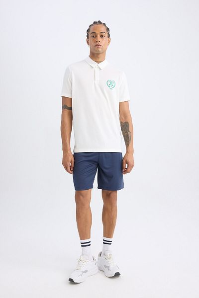 DeFacto Sportlich bedrucktes, kurzärmliges Polo-T-Shirt aus schwerem Stoff – C0416ax24sm