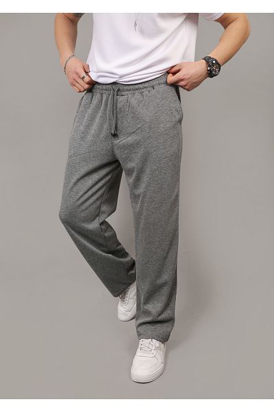 INFLUYENTE Men's Smoked Baggy Cut Pique Fabric Waist Elastic Pocket Detailed Trousers Sweatpants