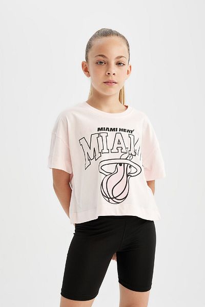 DeFacto Girls Nba Miami Heat Crew Neck Short Sleeve T-Shirt C5772A824Sm