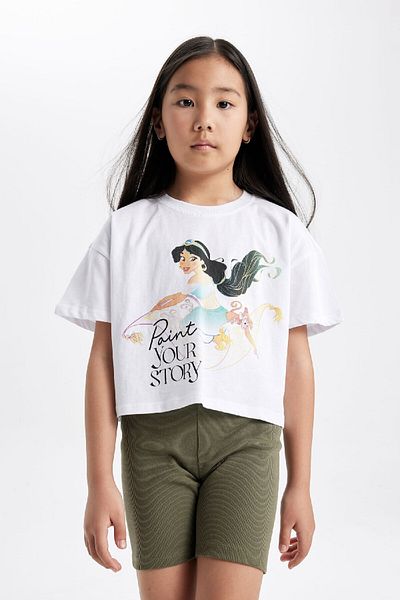 DeFacto Disney Princess T-Shirt για κορίτσια - Crew Neck, κοντό μανίκι C5944a824hs
