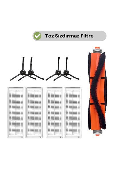 robotyedek Xiaomi Mop 2 Pro Black - مجموعة فرشاة بديلة وفلتر Hepa متوافقة مع 9 قطع