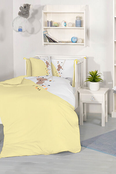 SYDNEY Baby 7-Piece Sleeping Set 100% Cotton 100X150Cm Yellow Koala Duvet Cov...
