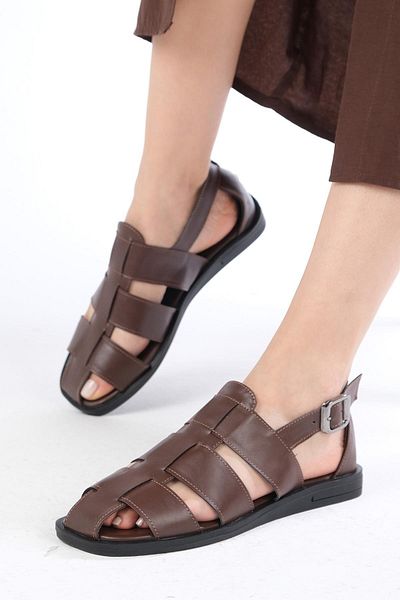 Mio Gusto Allison Brown Flat Women's Sandals