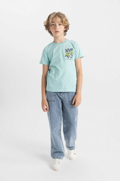 DeFacto Boy's Printed Short Sleeve T-Shirt - Crew Neck C6887A824HS