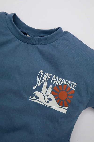 DeFacto Printed 2-Piece Set for Baby Boy - Short Sleeve T-Shirt and Elastic Shorts C6213A524Sm