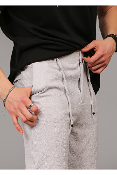 INFLUYENTE Men's Stone Jogger Lycra Waist Elastic Back Pocket Zippered Summer Shorts