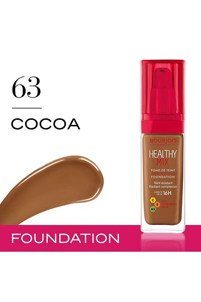 Bourjois 🌟 Bourjois Healthy Mix Anti-Fatigue Foundation – 63 Cocoa (30 ml)