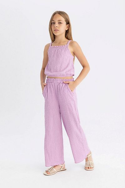 DeFacto Girl's Wide Leg and Elastic Waist Wrap Pants - C5372A824Sm