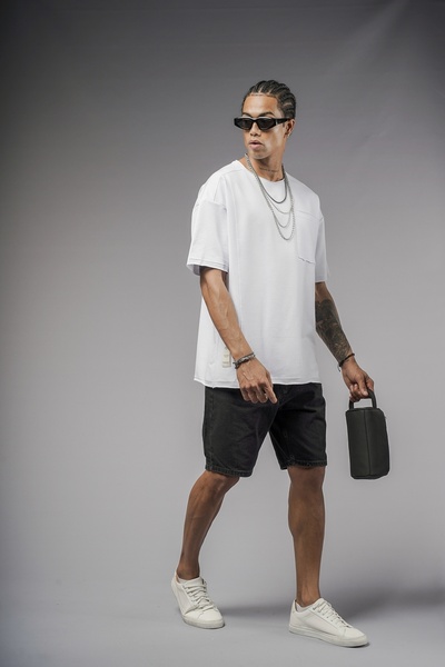 Butik TREND BIZ 2 νήμα υφασμάτινο μπλουζάκι με γιακά με τσέπες