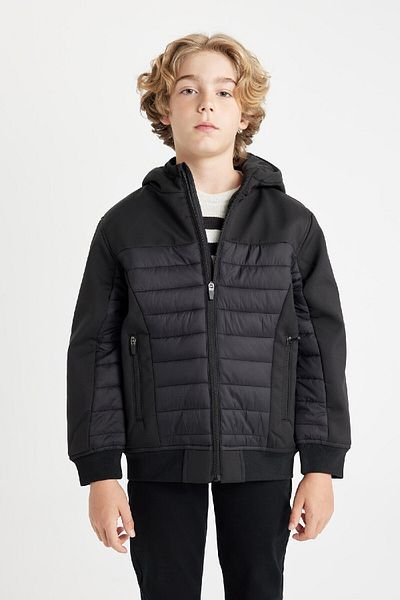 DeFacto Boy's Coat - Hooded, Windproof, Zippered, C7668A824Au