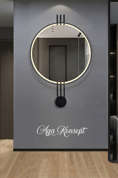 AGA KONSEPT LED li AMEDİ Ayna SİYAH 60 cm Dekoratif Hol Koridor Duvar Salon M...