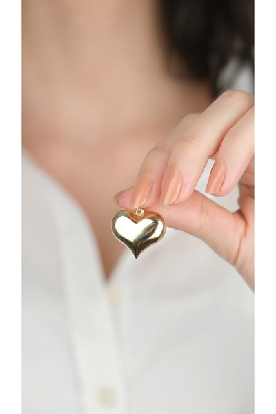 Arpaş 14 Ayar Altın Bombeli Büyük Kalpli Kolye Ucu 458