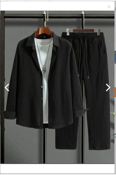 Derays Men's Long-Sleeved Shirt Pants Wrap Tracksuit Set