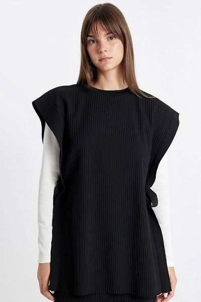 DeFacto Crew Neck Knitwear Sweater - Regular Fit, Side Tie Y1323Az24Au