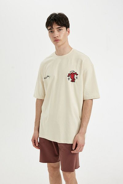 DeFacto Keith Haring Oversize Crew Neck T-shirt - C8586ax24sm