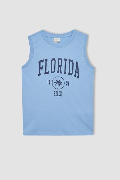 DeFacto Chłopięcy tank top z okrągłym dekoltem i nadrukiem - C5110A824HS