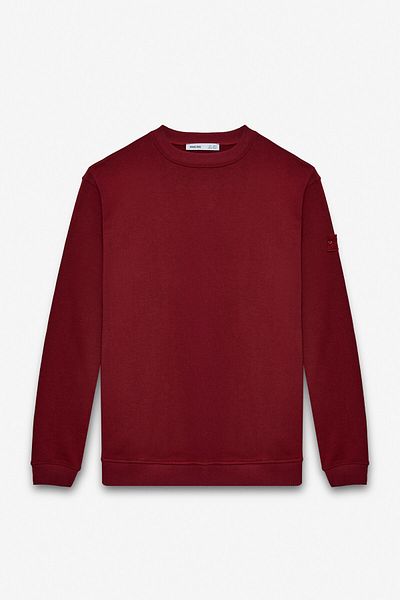 GRIMELANGE Ollie Men's Crew Neck Regular Long Sleeve Embroidery Detailed Burgundy Sweatshirt