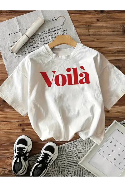 Touz Moda Μπλουζάκι Voila Letter Printed Unisex Oversize