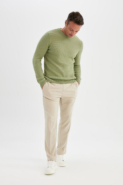DeFacto Standard Fit Regular Cut Crew Neck Jacquard Knitwear Sweater A5234Ax24Wn