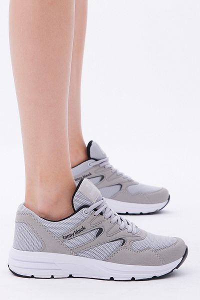 Tonny Black Αθλητικά παπούτσια Unisex Grey Poly με αναπνεύσιμο ύφασμα με κορδόνια