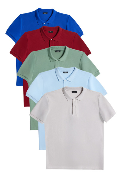 Tudors Ανδρικό μπλουζάκι 5 Pack Saks Μπλε-Βουργουνδία-Νερό Πράσινο-Μπλε-Γκρι ...