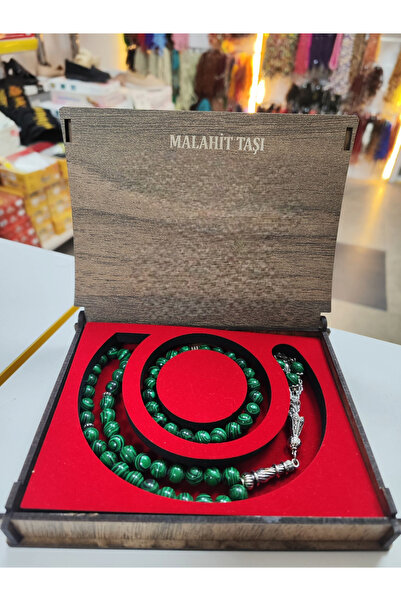 semazen Set de mărgele de rugăciune și brățări din piatră naturală malachit