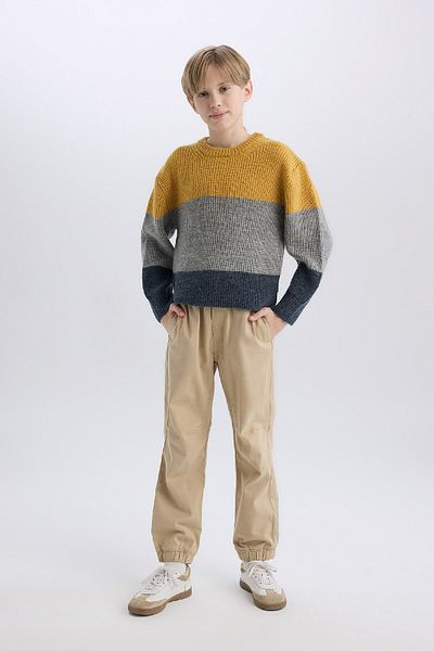 DeFacto Boy's Crew Neck Color Block Knitwear Sweater C8111A824Cw