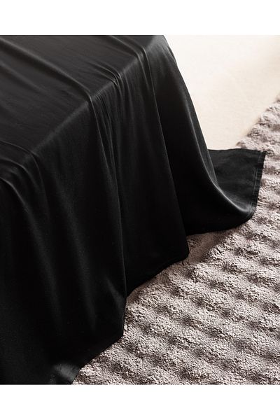 Madame Coco Ciel Double 100% Cotton Elasticless Satin Bed Sheet - Black