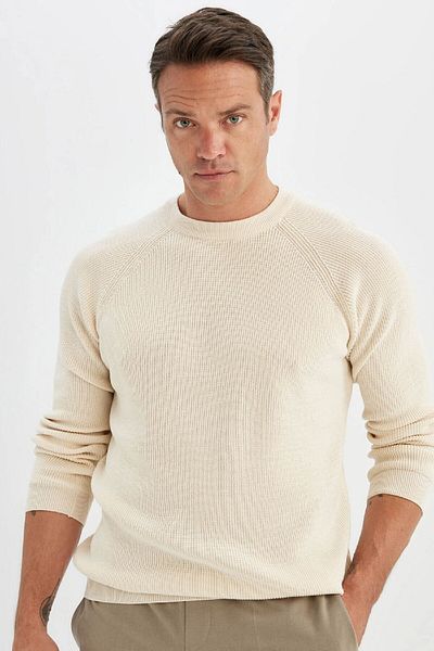 DeFacto Standard Fit Regular Cut Crew Neck Basic Plain Knitwear Sweater A8458Ax24Wn