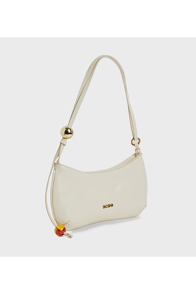 BCBG Beige Logo Detail Shoulder Bag