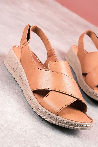 Lal Shoes & Bags Sandale cu toc mic cu velcro pentru femei Sentence - maro