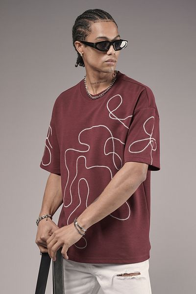 Butik Trend Biz Crew Neck Embroidered Oversize Fit T-Shirt
