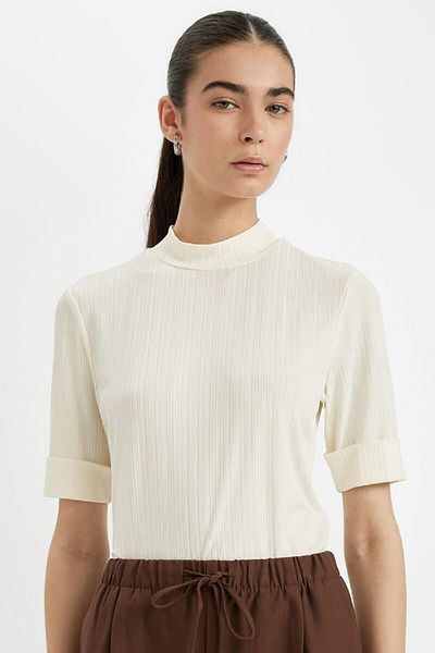 DeFacto Half Turtleneck - Ribbed Camisole Basic T-Shirt B1177Ax24Au