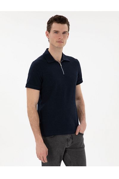 Pierre Cardin Ανδρικό μπλουζάκι με φερμουάρ slim fit ειδικής σχεδίασης