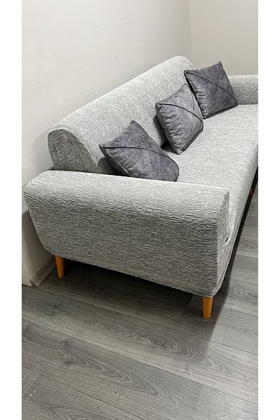 Şirin Hanem Jacquard 3-Seater Sofa Cover, Sofa Bed Sofa Cover Anthracite (PRODUCT CONTENT 1PCS)