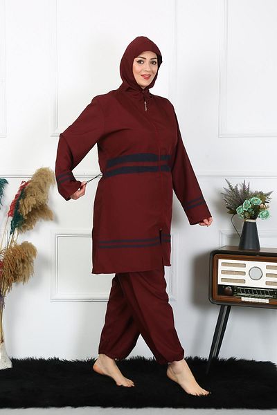 Celira Large Size Hijab Swimsuit 7XL-8XL-9XL-10XL Claret Red 55010
