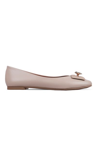 Lal Shoes & Bags Pantofi de balerină Loki pentru damă cu cataramă fluture-crem