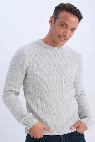 DeFacto Standard-Passform, normaler Schnitt, strukturierter Basic-Strickpullover mit Rundhalsausschnitt R1175az24wn