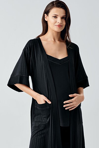 Artış Strappy Flexible Viscous Maternity Dressing Gown Pajama Set