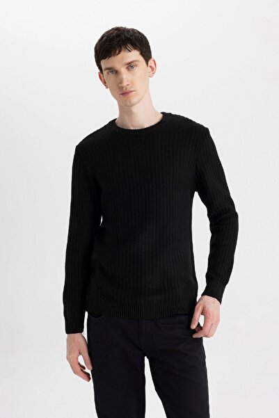 DeFacto Standard-Passform, normaler Schnitt, Rundhalsausschnitt, Jacquard-Strickpullover, A5234ax24wn